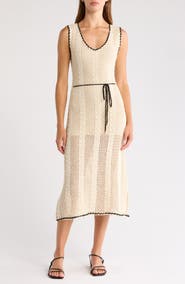 Elan Stripe Cotton Blend Midi Cover-Up Dress