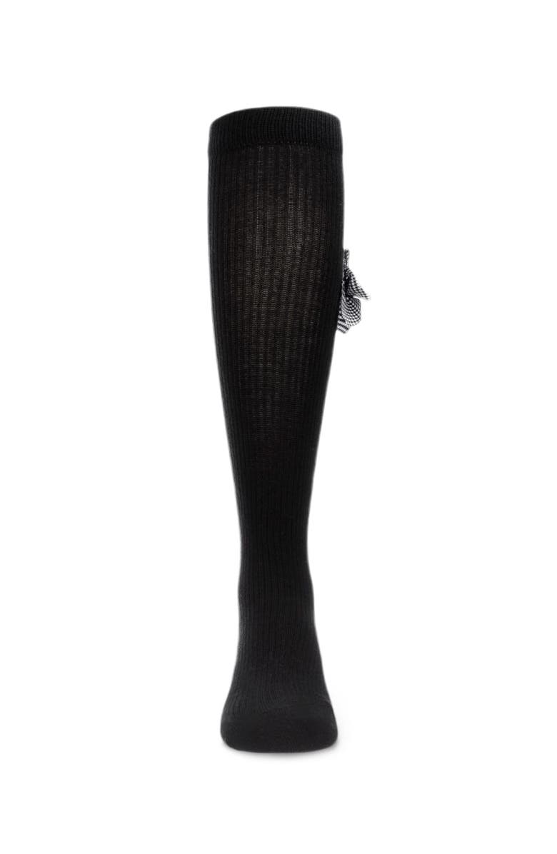 MeMoi Herringbone Thin Ribbed Knee High, Alternate, color, Black