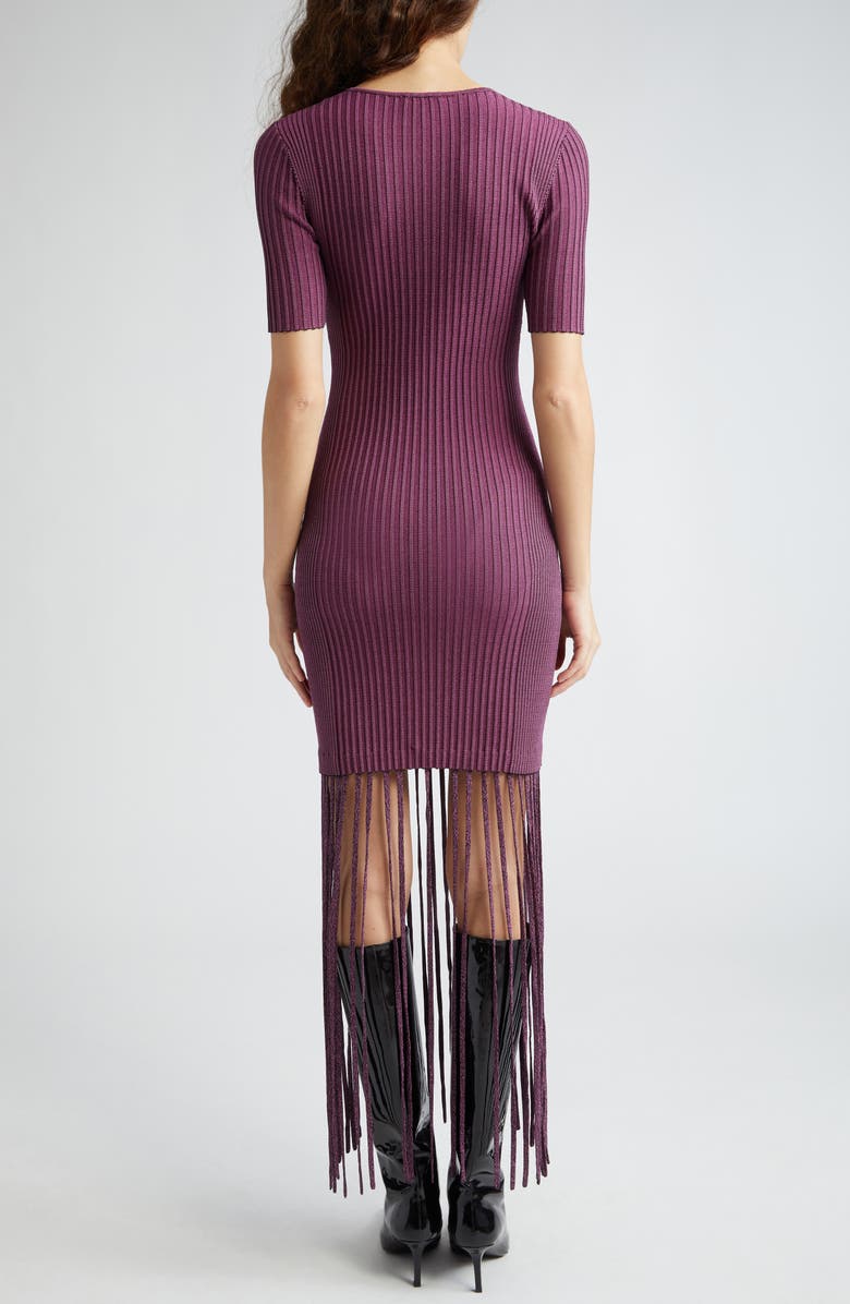 Ganni Melange Rib Fringe Detail Knit Dress, Alternate, color, Fiji Flower