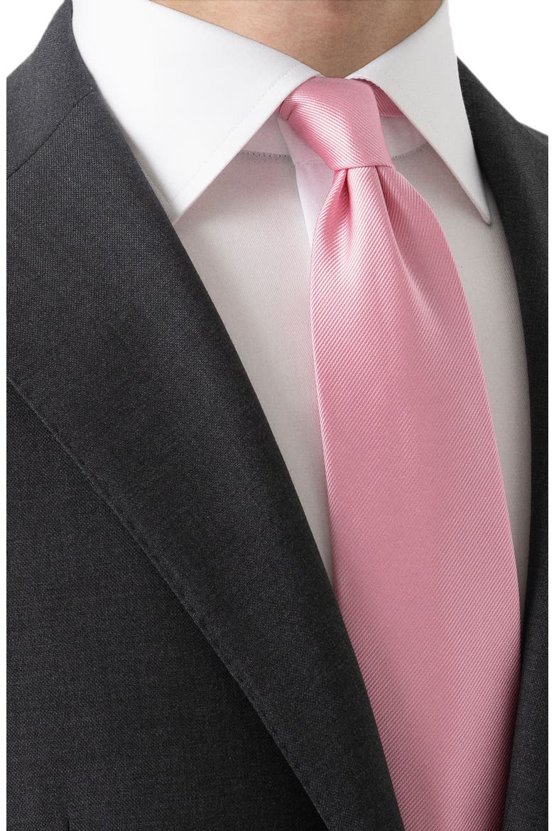 Pink Solid Silk Twill Tie, Alternate, color, PINK