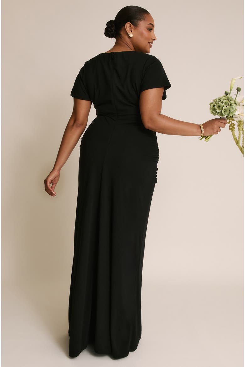 Knot Panel Flutter Sleeve Maxi Dress, Alternate, color, Black