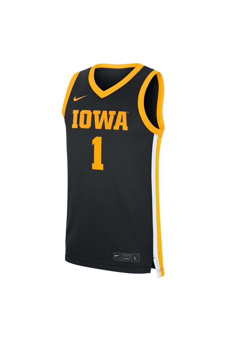 Men's Nike #1 Black Iowa Hawkeyes Road Replica Jersey, Alternate, color, Black