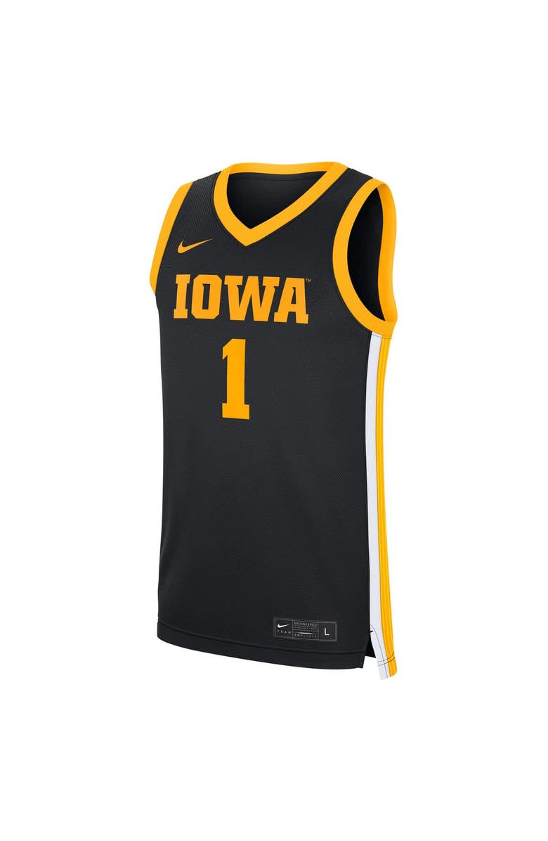 Nike Men's Nike #1 Black Iowa Hawkeyes Road Replica Jersey, Alternate, color, Black