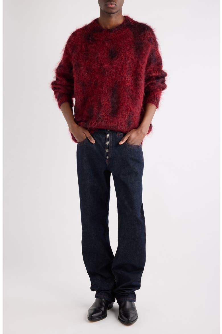 Miller Kid Mohair & Wool Sweater, Alternate, color, DEEP RED