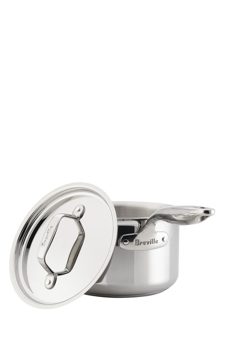 BREVILLE Thermo Pro Clad 4 Quart Covered Cookware Saucepot, Main, color,