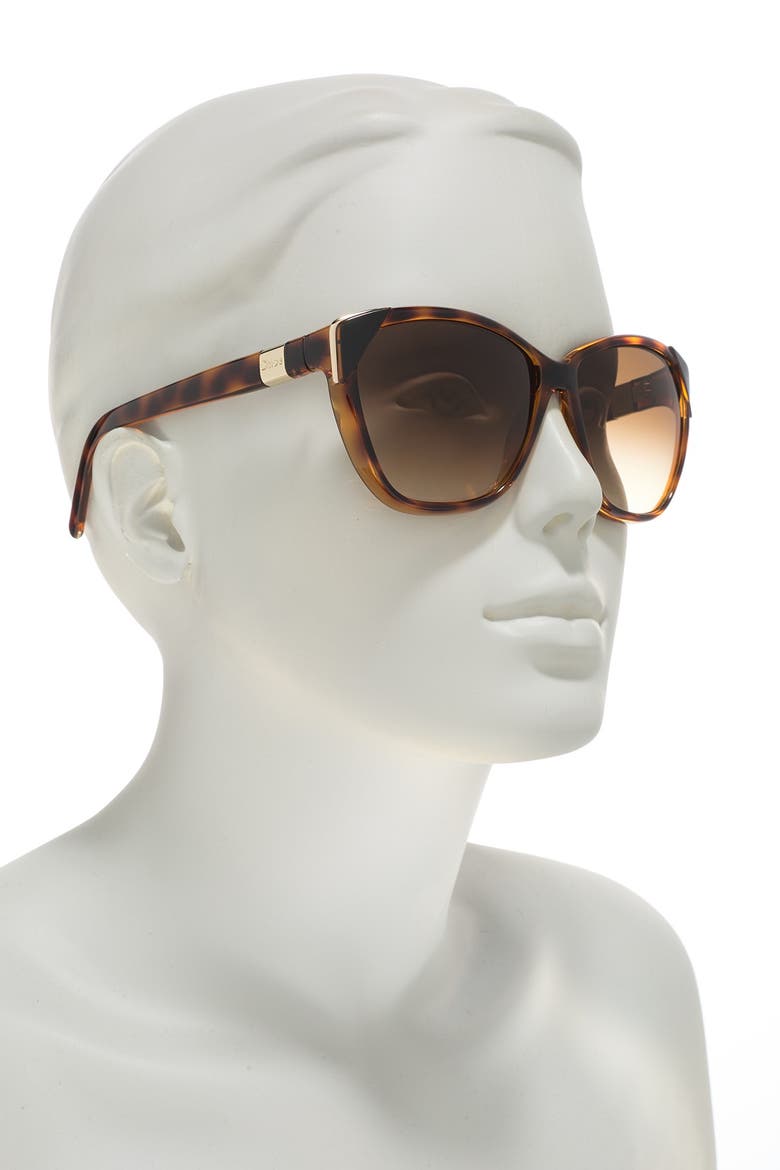 60mm Cat Eye Sunglasses, Alternate, color, TORTOISE