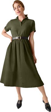 Jessica London Mixed Media Poplin Shirt Dress