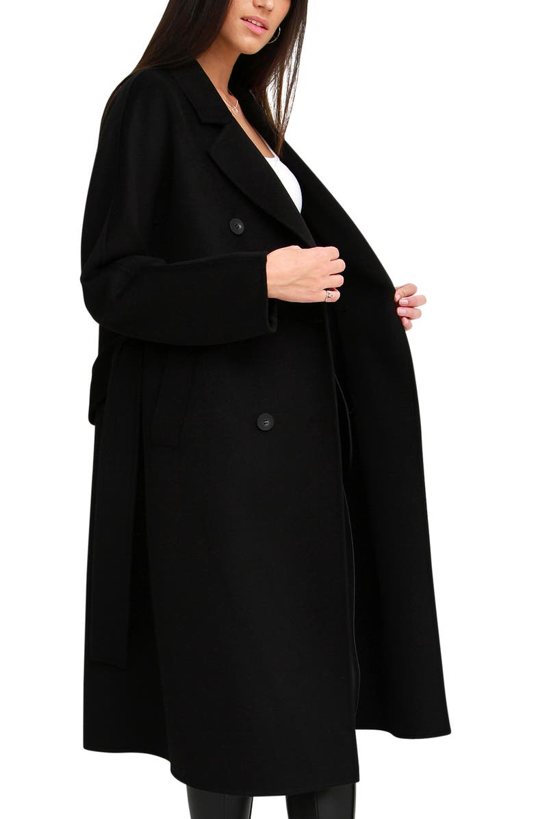 Belle & Bloom Boss Girl Double Breasted Wool Coat, Alternate, color, Black
