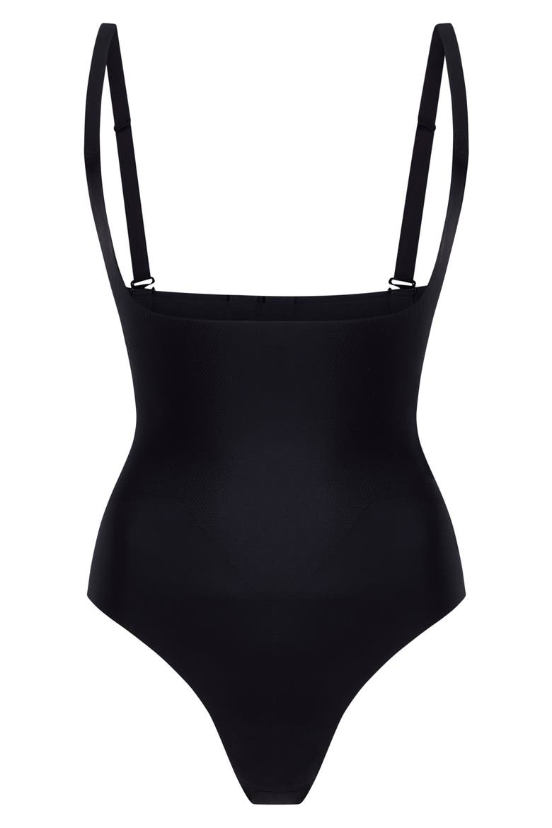 Zone Smoothing Open Bust Bodysuit, Main, color, BLACK