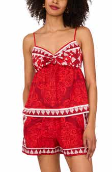 1.STATE Split Neck Sleeveless Blouse