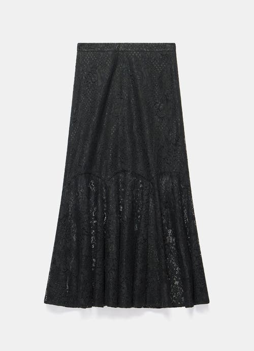 Mint Velvet Lace Fluted Sheer Skirt In Black