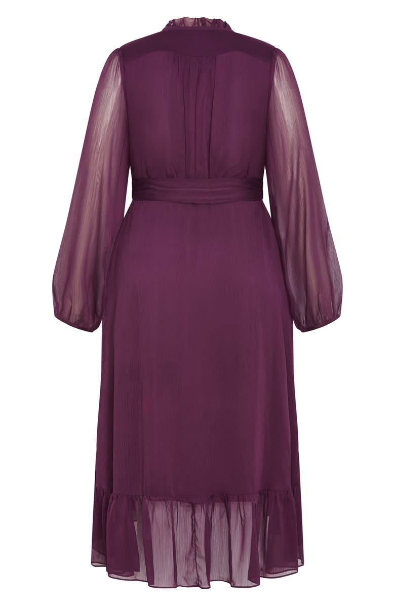 City Chic Instinct Long Sleeve Wrap Dress, Alternate, color, Spiced Plum