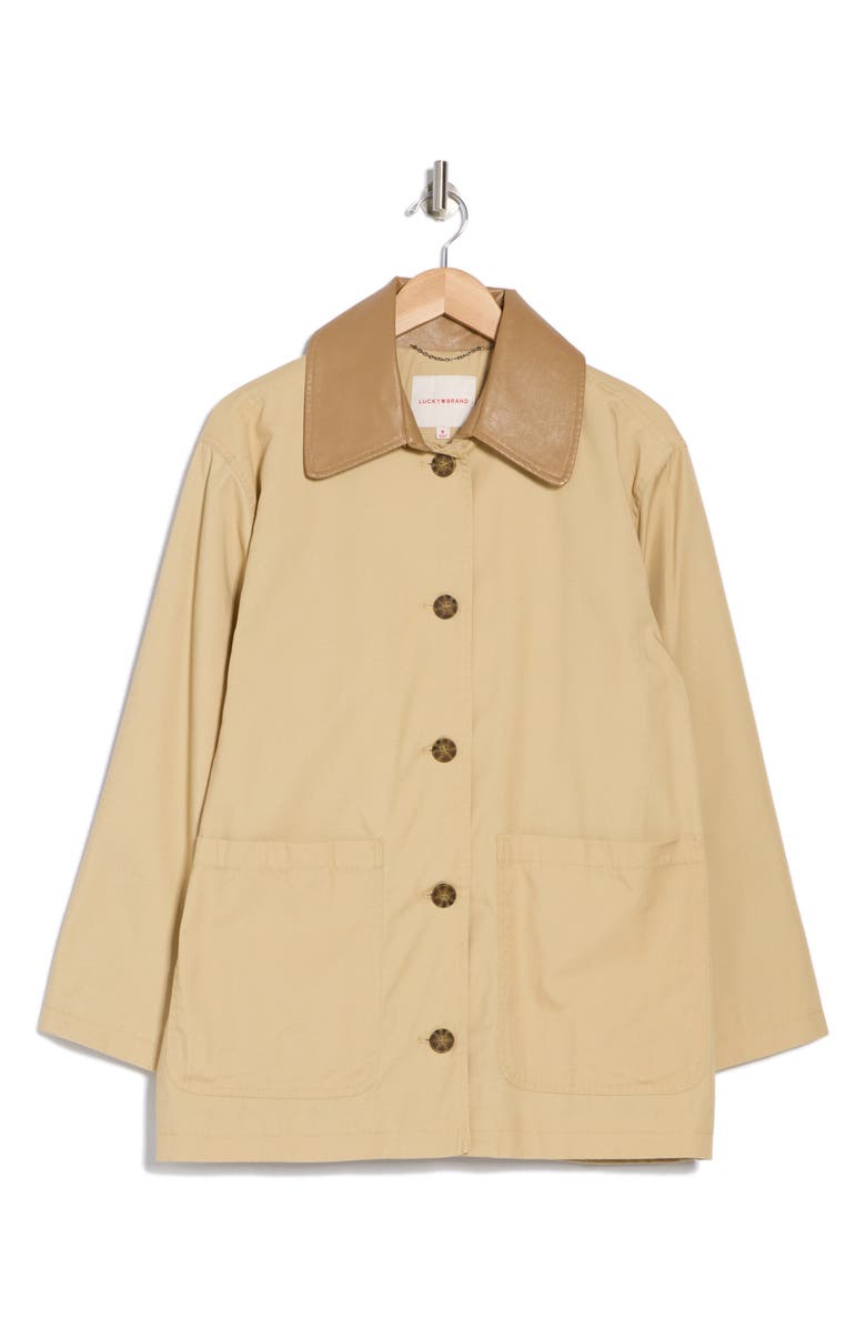 Lucky Brand Faux Leather Collar Barn Jacket, Alternate, color,