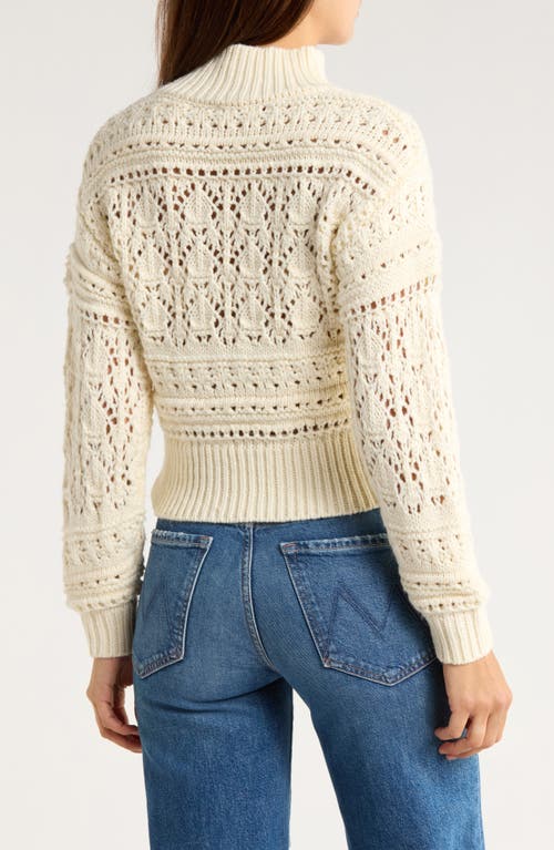 Muse Open Knit Mock Neck Sweater In Neutral
