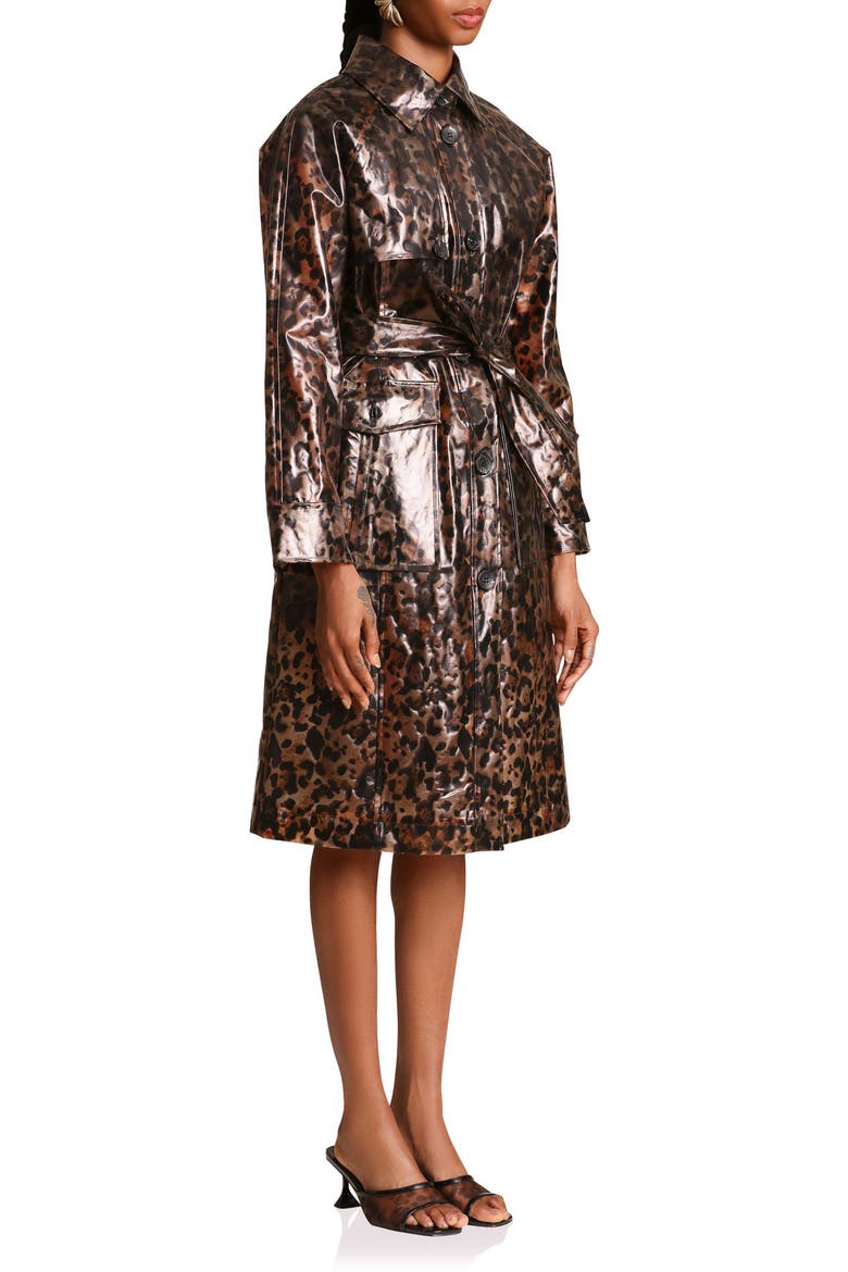 Leopard Print Rain Trench Coat, Alternate, color, LEOPARD
