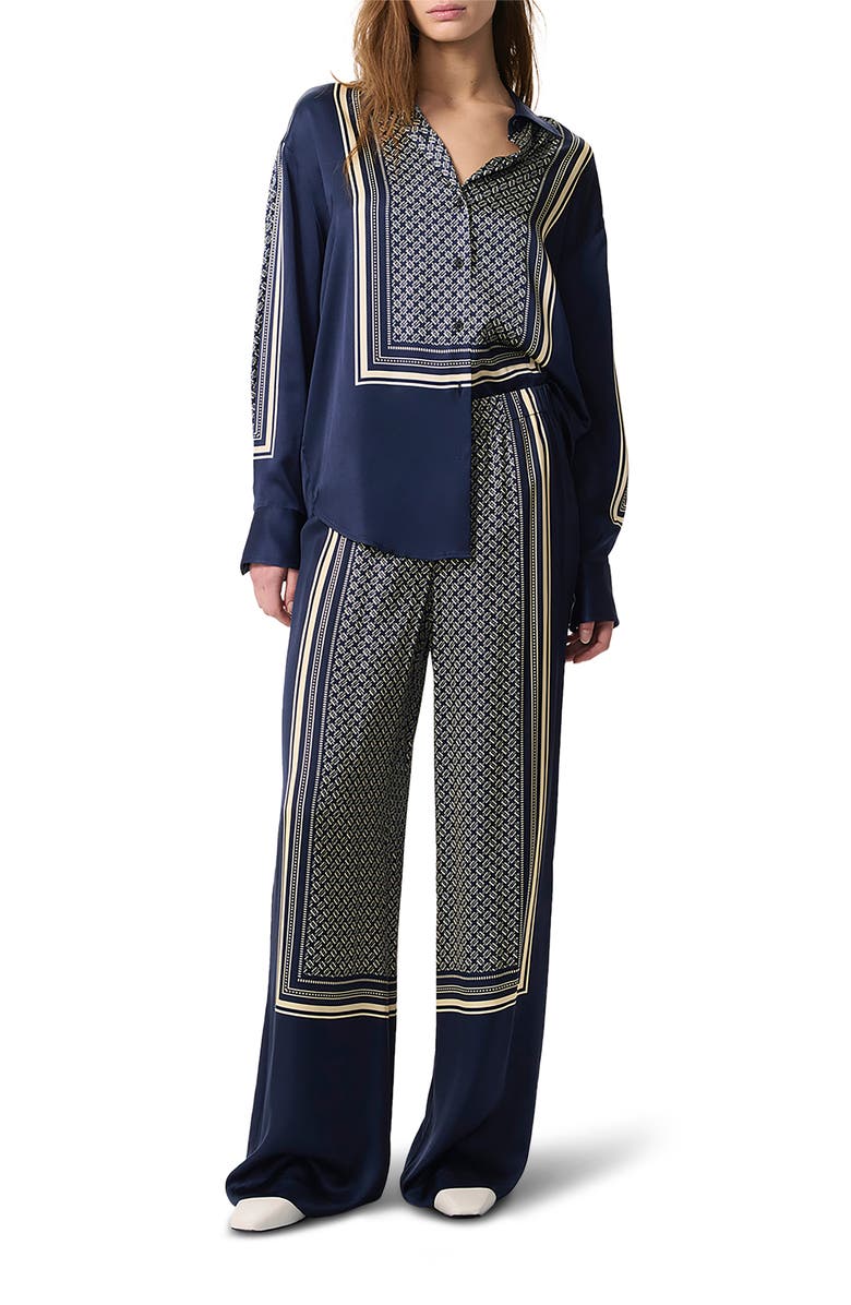 rag & bone Olive Printed Pants, Alternate, color, Deep Navy