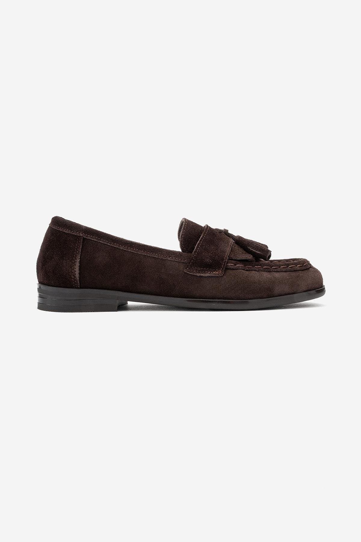Lupen Leather Tassel Loafer, Alternate, color, Brown Suede