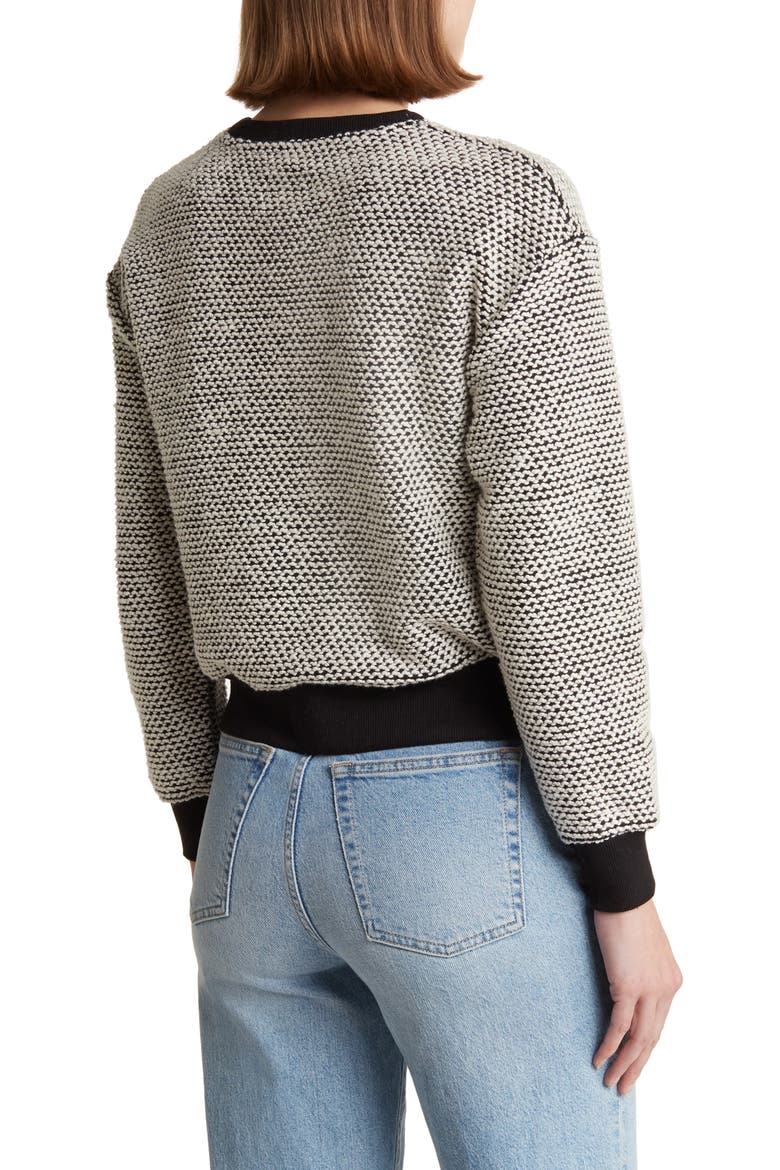 Bird's Eye Cotton Blend Sweatshirt, Alternate, color, BLACK/ WHITE