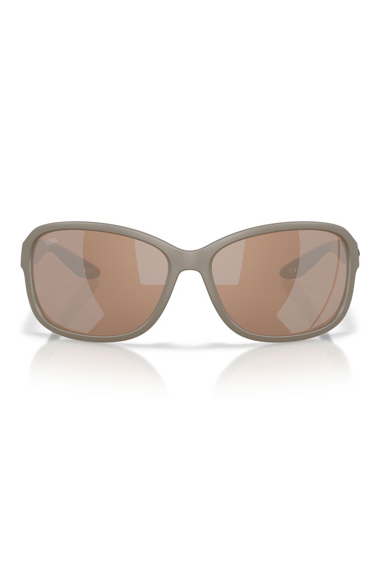 Seadrift 58mm Polarized Square Sunglasses, Main, color, SAND / COPPER SILVER 580G