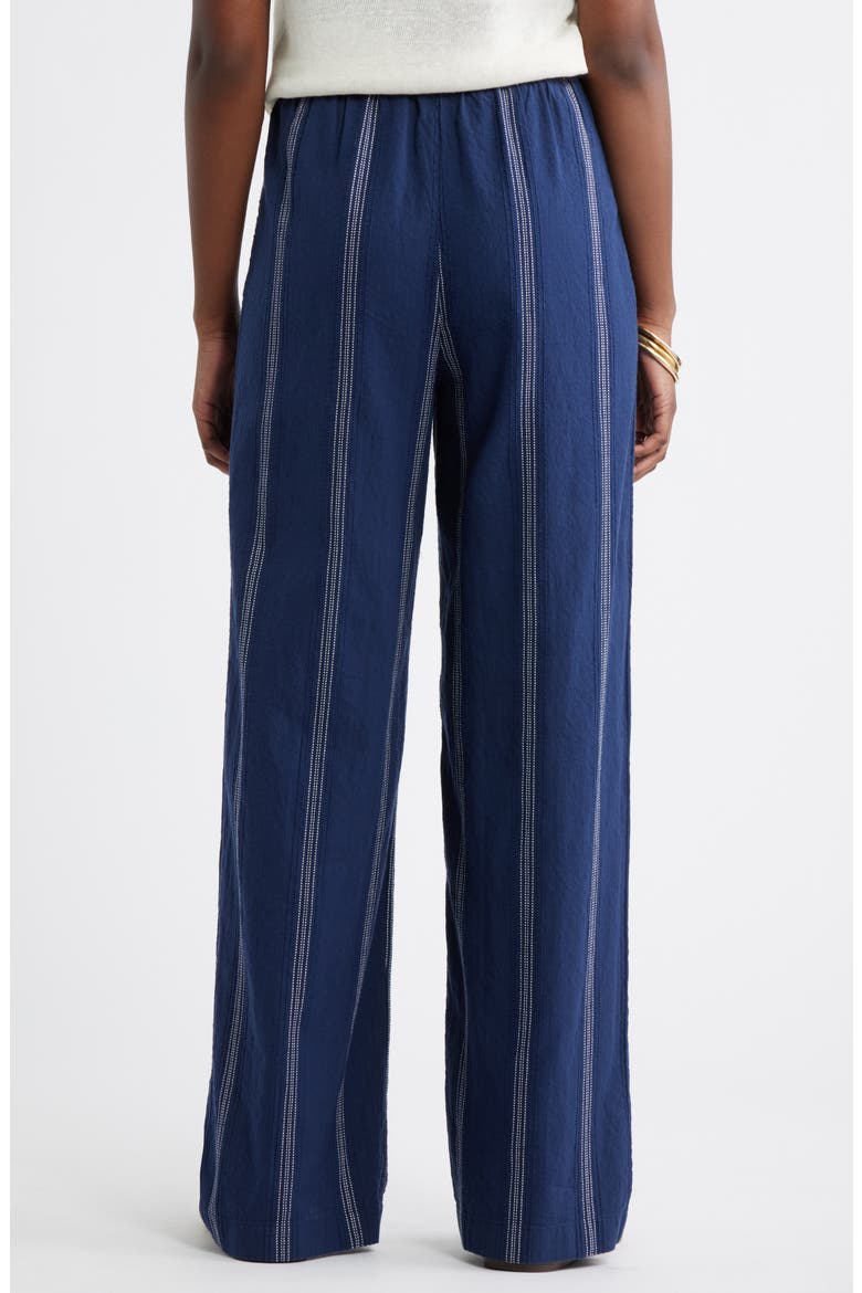Cotton Blend Dobby Pull-On Pants, Alternate, color, NAVY- IVORY STRIPE