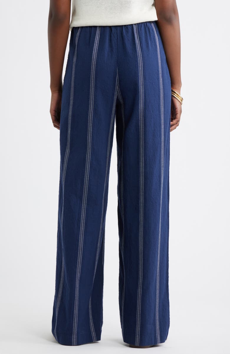 Caslon<sup>®</sup> Cotton Blend Dobby Pull-On Pants, Alternate, color, Navy- Ivory Stripe
