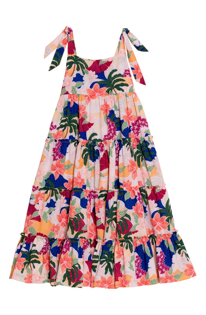 Agua Bendita Kids' Sampha Thamar Tiered Cover-Up Sundress, Main, color, Red Multi