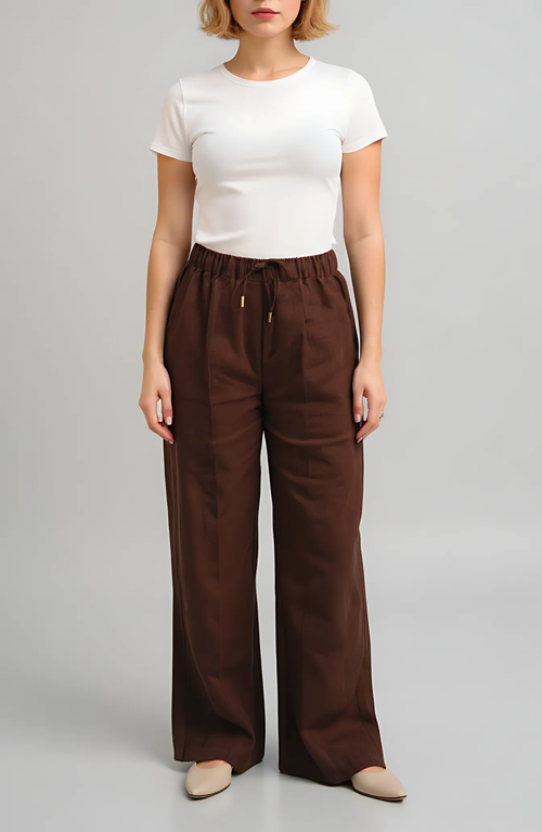 Nelle Atelier The Tommy Petite Linen Slit Pant In Animal Print