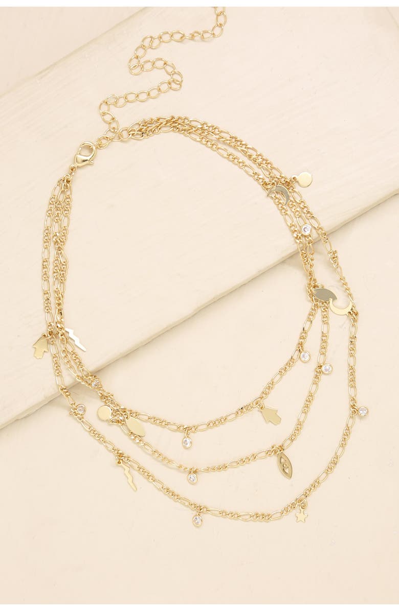 Ettika 18K Gold Plated CZ Chain & Charm Necklace, Alternate, color, 