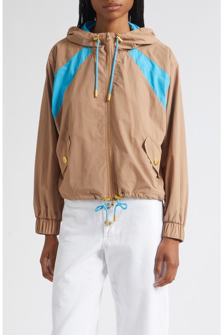 Lark Colorblock Windbreaker, Main, color, LIGHT HAZELNUT/ CAPRI BLUE