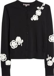Lela Rose Crochet Appliqué Cardigan