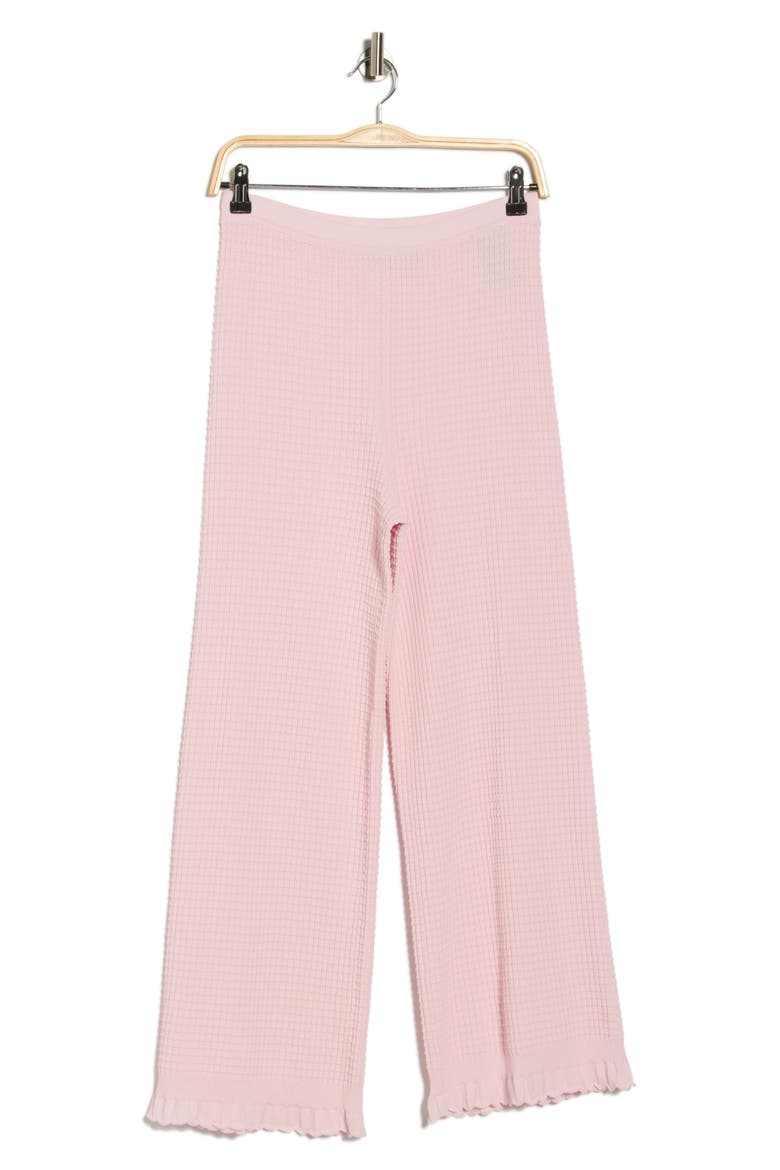 Ruffle Hem Textured Knit Wide Leg Pants, Alternate, color, SOFT PINK