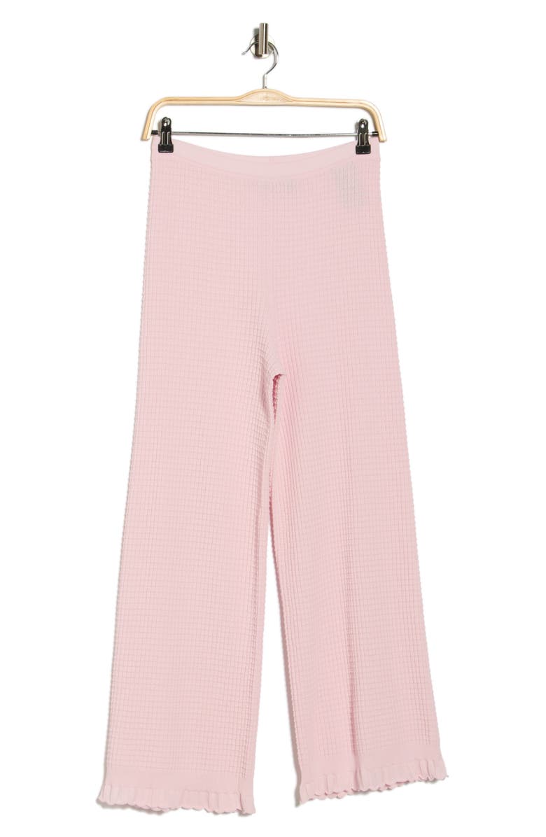 Theory Ruffle Hem Textured Knit Wide Leg Pants, Alternate, color, Soft Pink