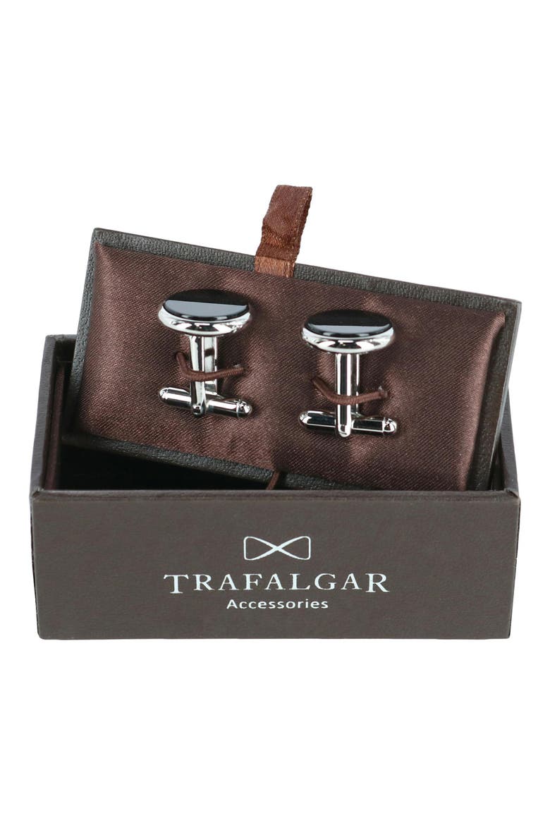 Sutton Onyx Cuff Links, Alternate, color, SILVER