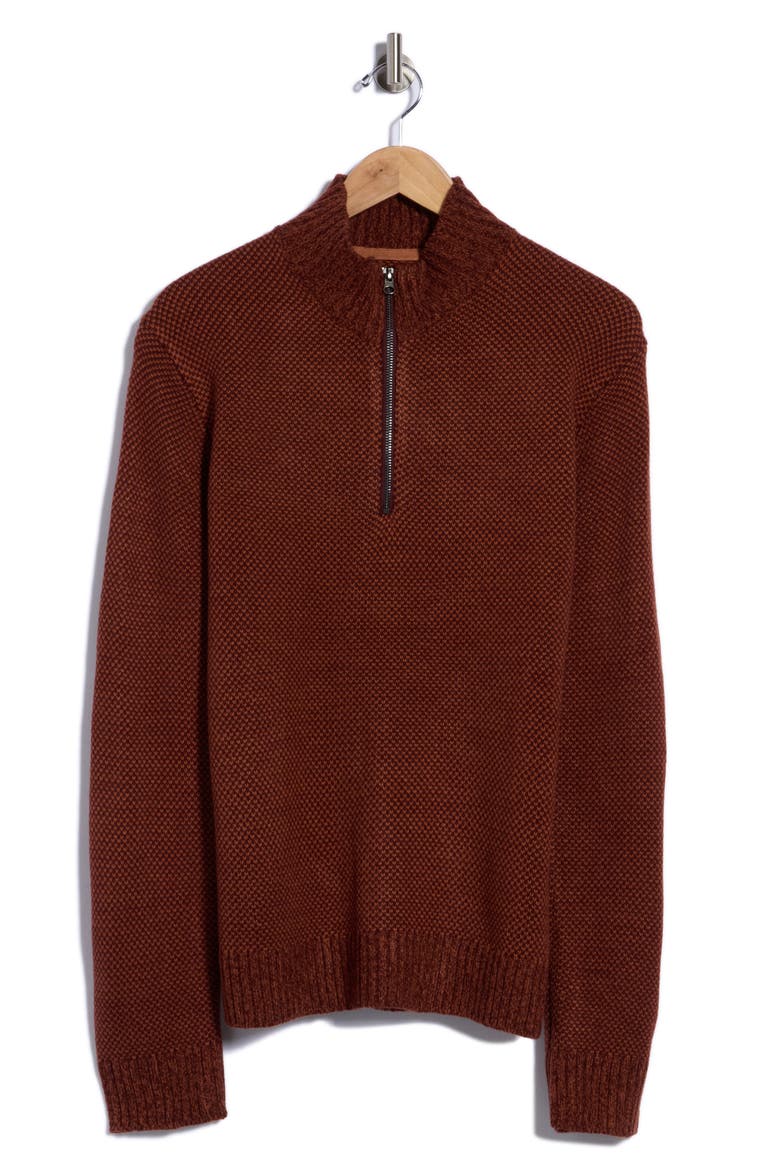 Bird's Eye Quarter Zip Sweater, Main, color, REDWOOD