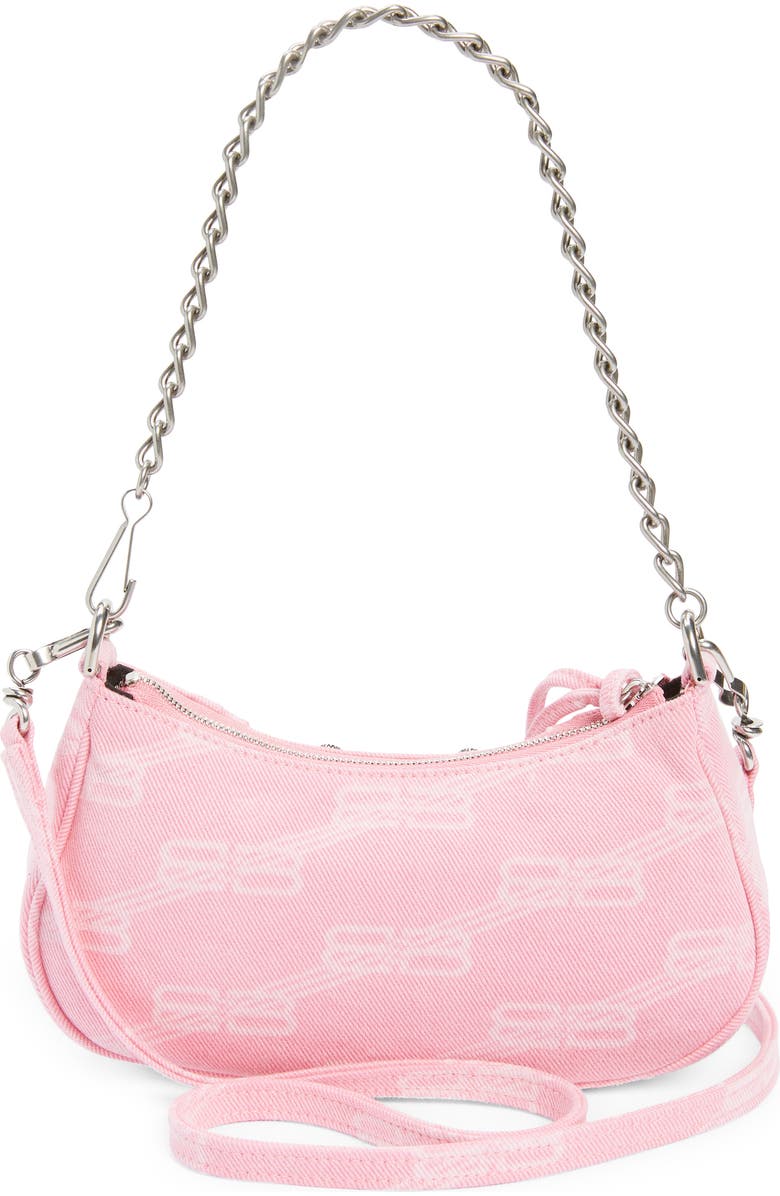 Balenciaga Mini Le Cagole Denim Logo Crossbody Bag, Alternate, color,