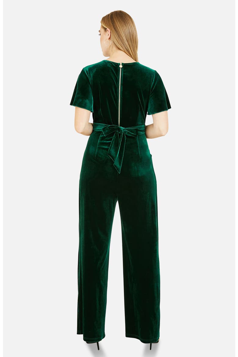 Angel Sleeve Velvet Jumpsuit, Alternate, color, Green