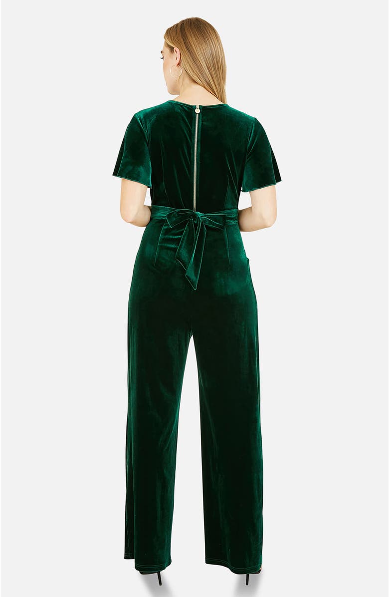 Yumi Angel Sleeve Velvet Jumpsuit, Alternate, color, Green