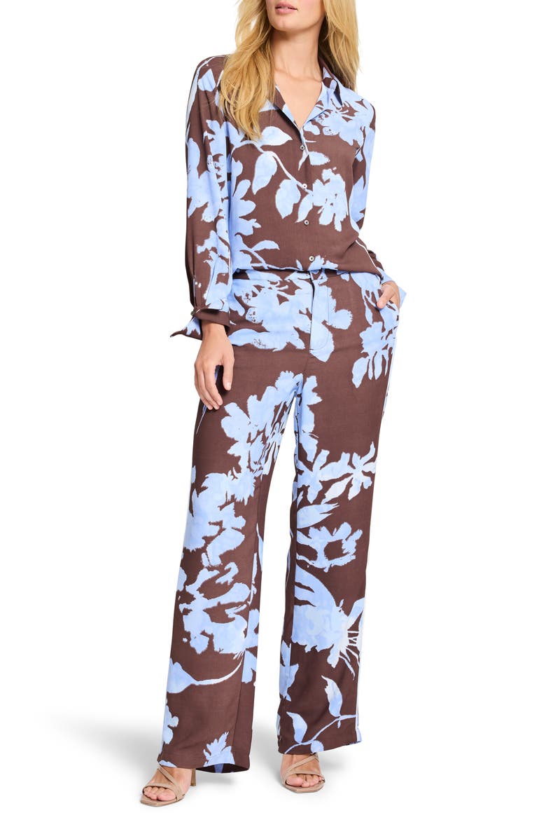 Cloud Blossom Long Sleeve Button-Up Shirt, Alternate, color, BROWN MIX