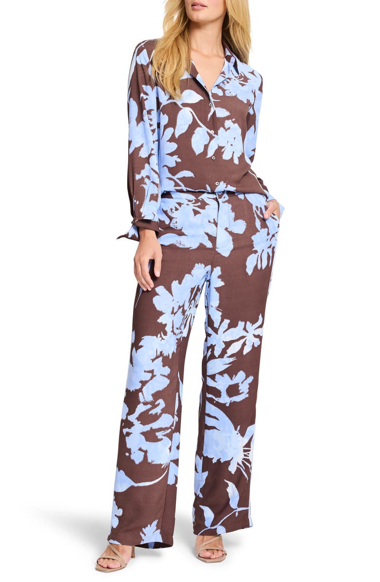 NIC+ZOE Cloud Blossom Long Sleeve Button-Up Shirt, Alternate, color, Brown Mix