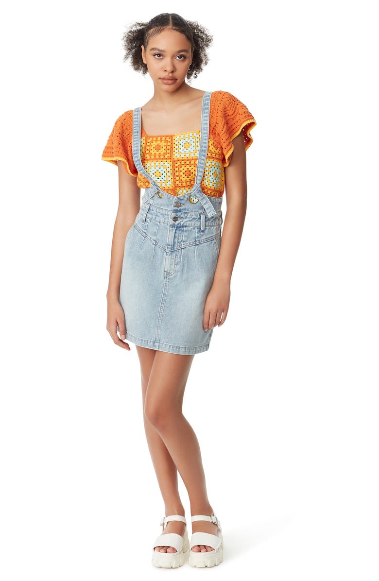 Circus NY by Sam Edelman High Waist Denim Overall Dress, Alternate, color, 