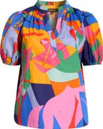 SUGARLIPS Josy Chroma Abstract Puff Sleeve Top