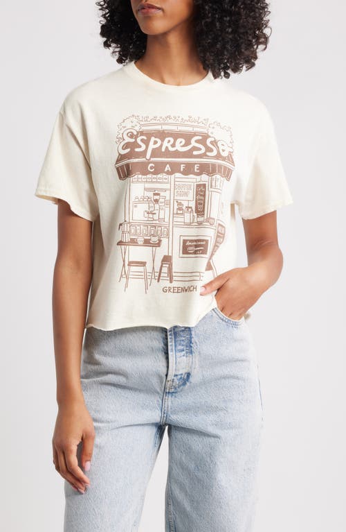 Vinyl Icons Espresso Crop Cotton Graphic T-shirt In White