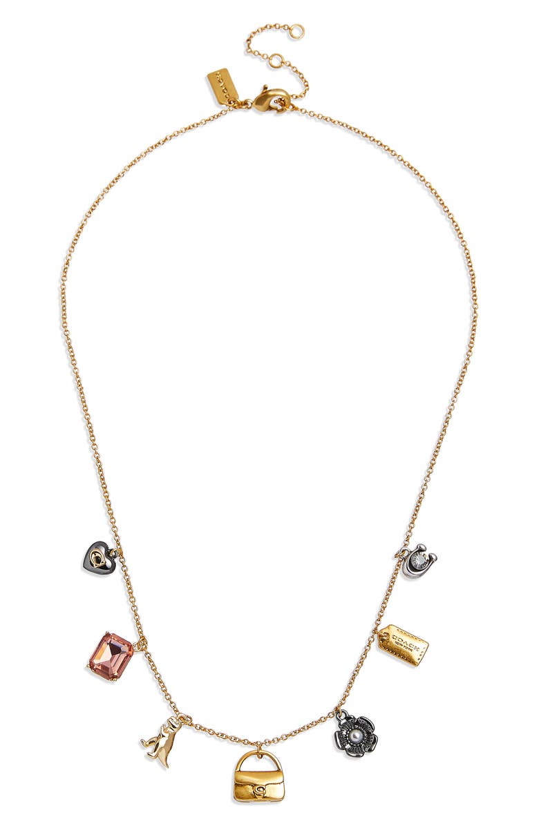 COACH Bag Charm Necklace, Alternate, color, 