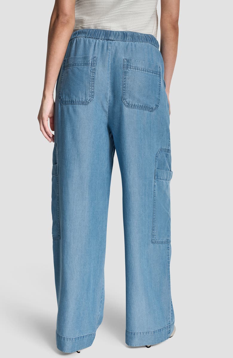 DKNY Denim Drawstring Cargo Pants, Alternate, color, Stream Wash
