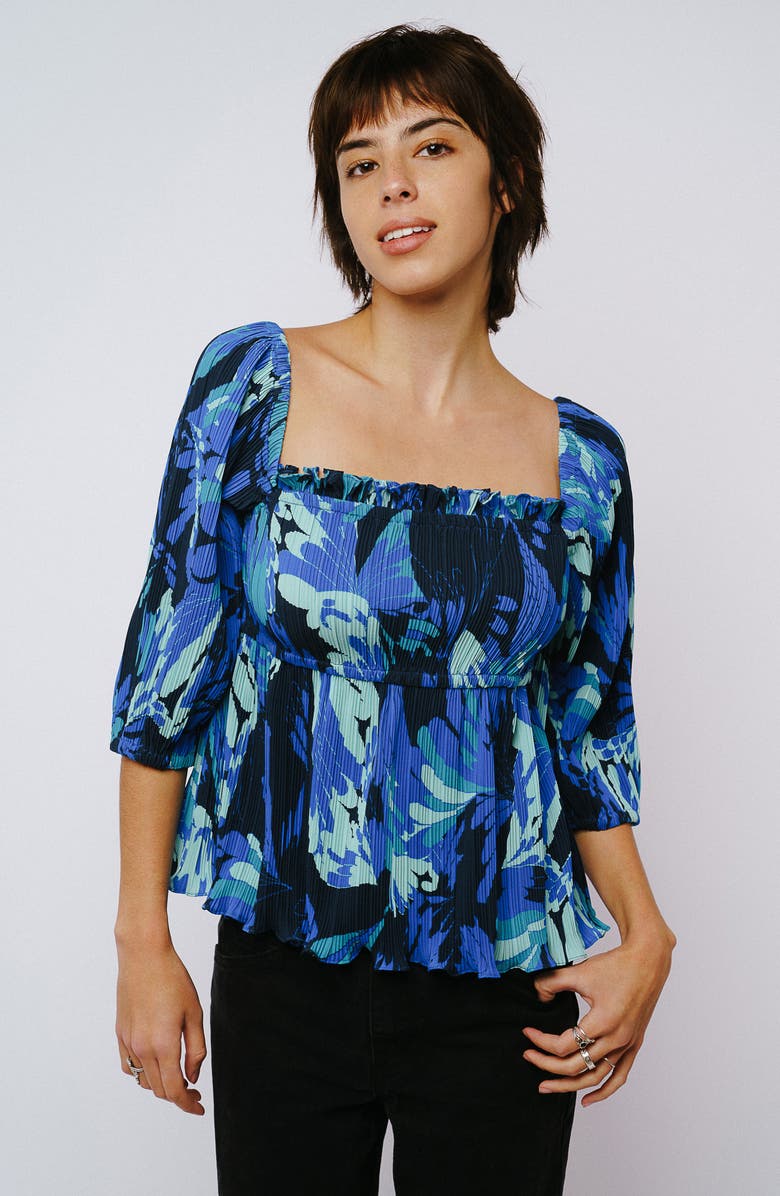 CIEBON Hilo Pleated Babydoll Top, Alternate, color, Navy