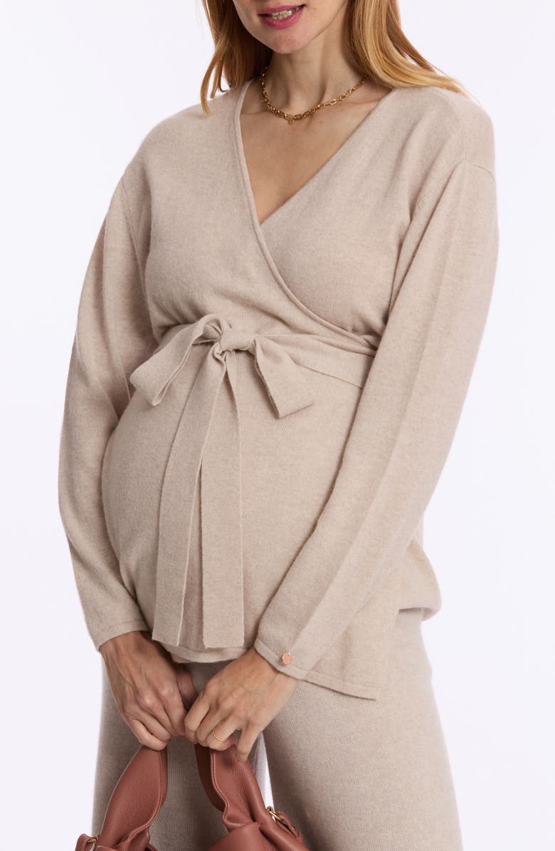 Cache Coeur Beverly Maternity Wrap Sweater, Main, color, Beige