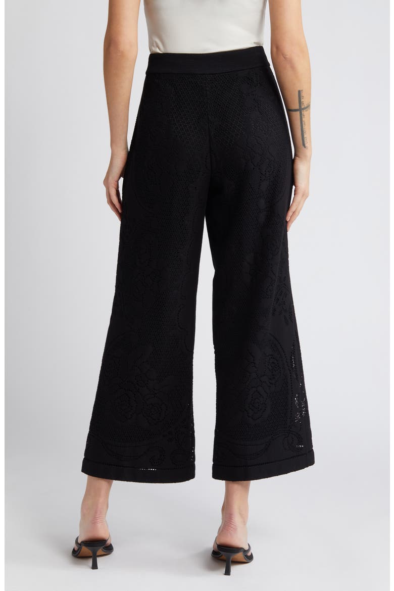Anisa Lace Wide Leg Crop Pants, Alternate, color, BLACK