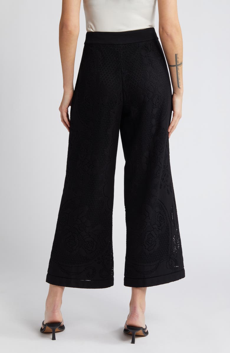 KOBI HALPERIN Anisa Lace Wide Leg Crop Pants, Alternate, color, Black