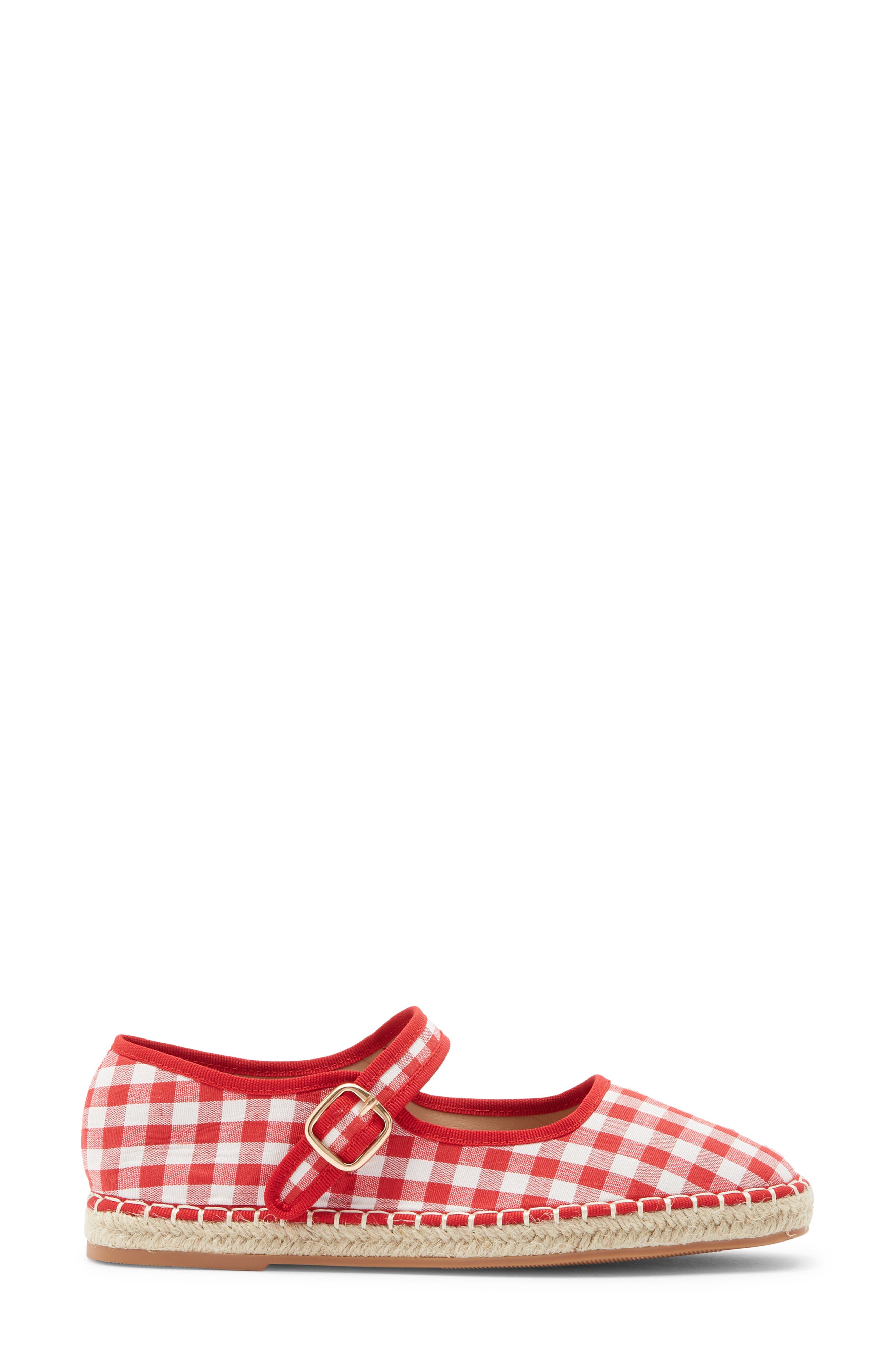 TOP MODA Fallon Gingham Mary Jane Flat, Alternate, color, Red Can