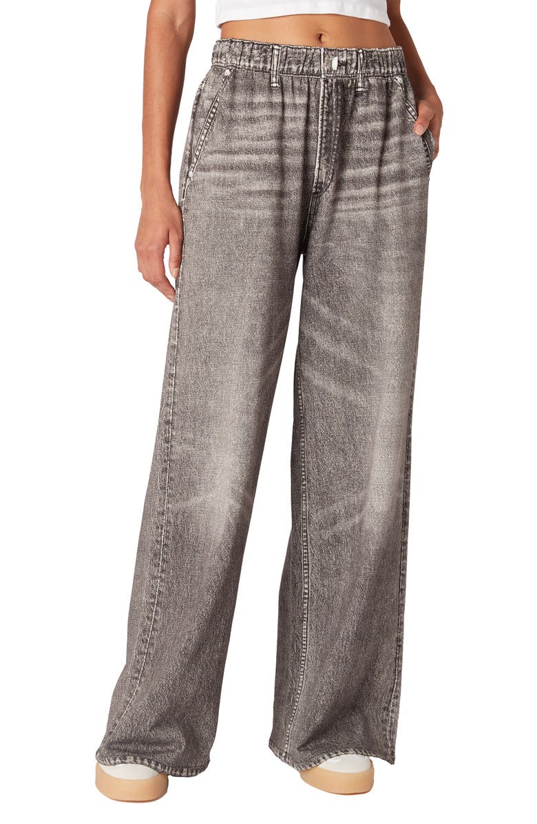 BLANKNYC The Franklin Ribcage Digital Cotton Pull-On Pants, Main, color, After Midnight